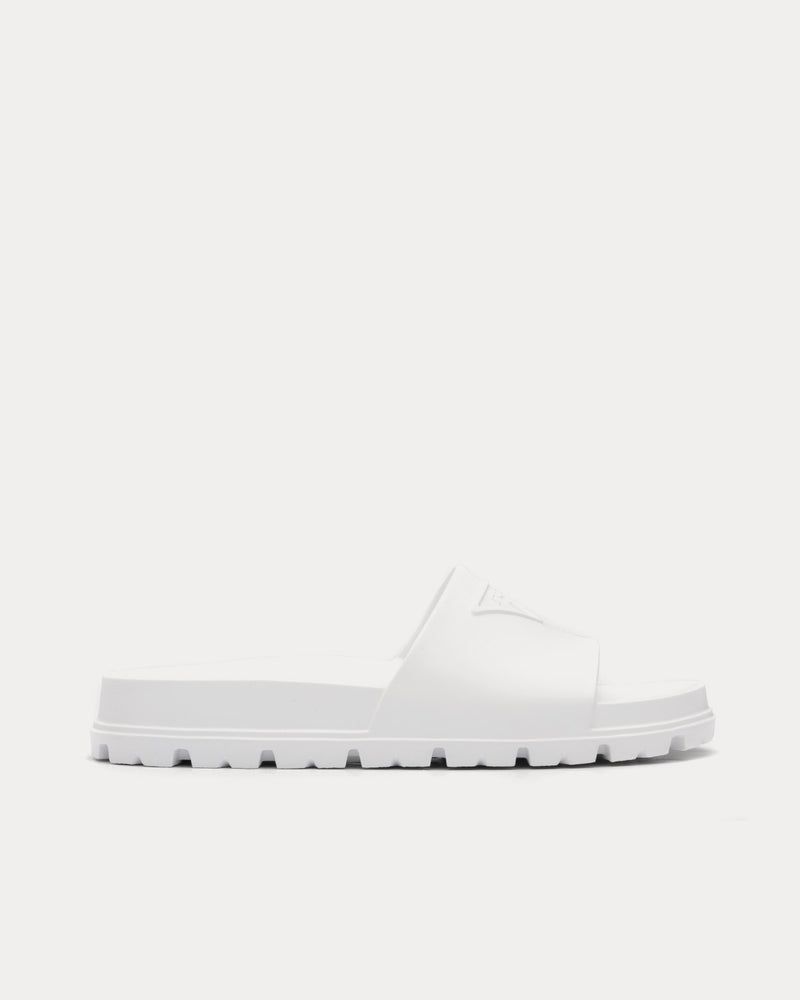 Prada Rubber White Slides - 1