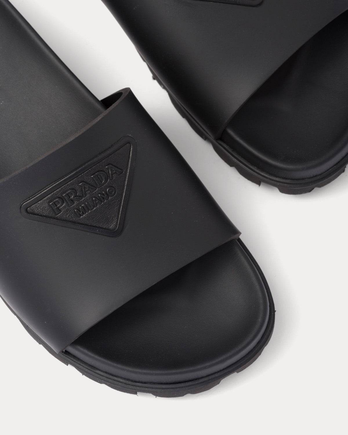 Prada Rubber Black Slides - 2