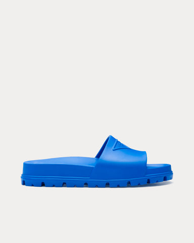 Prada Rubber Sapphire Blue Slides