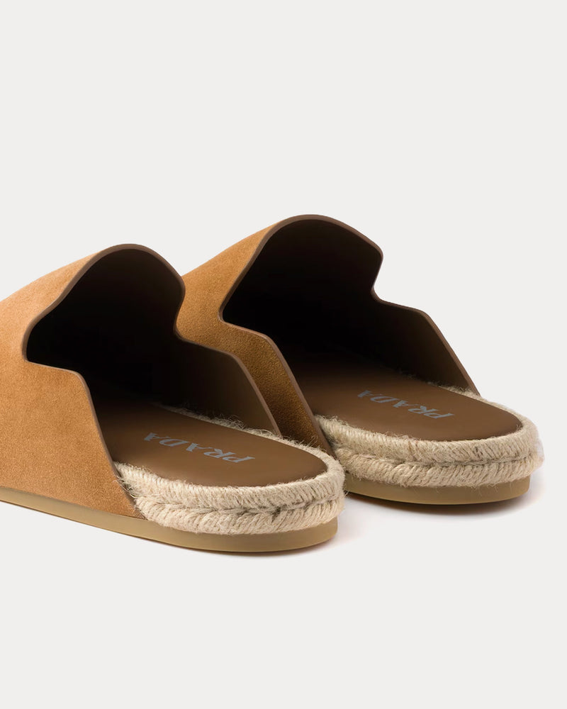 Prada Suede Cinnamon Mules - 4