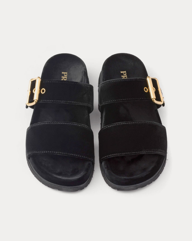 Prada Velvet Black Slides - 2