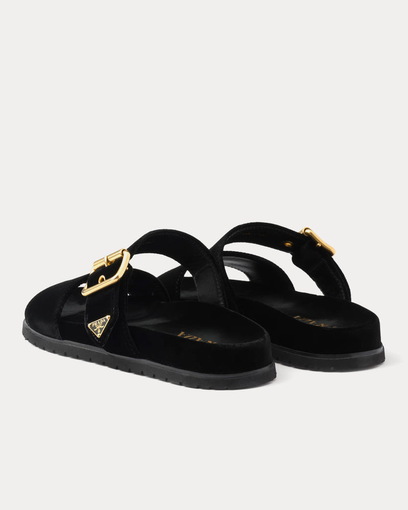 Prada Velvet Black Slides - 3