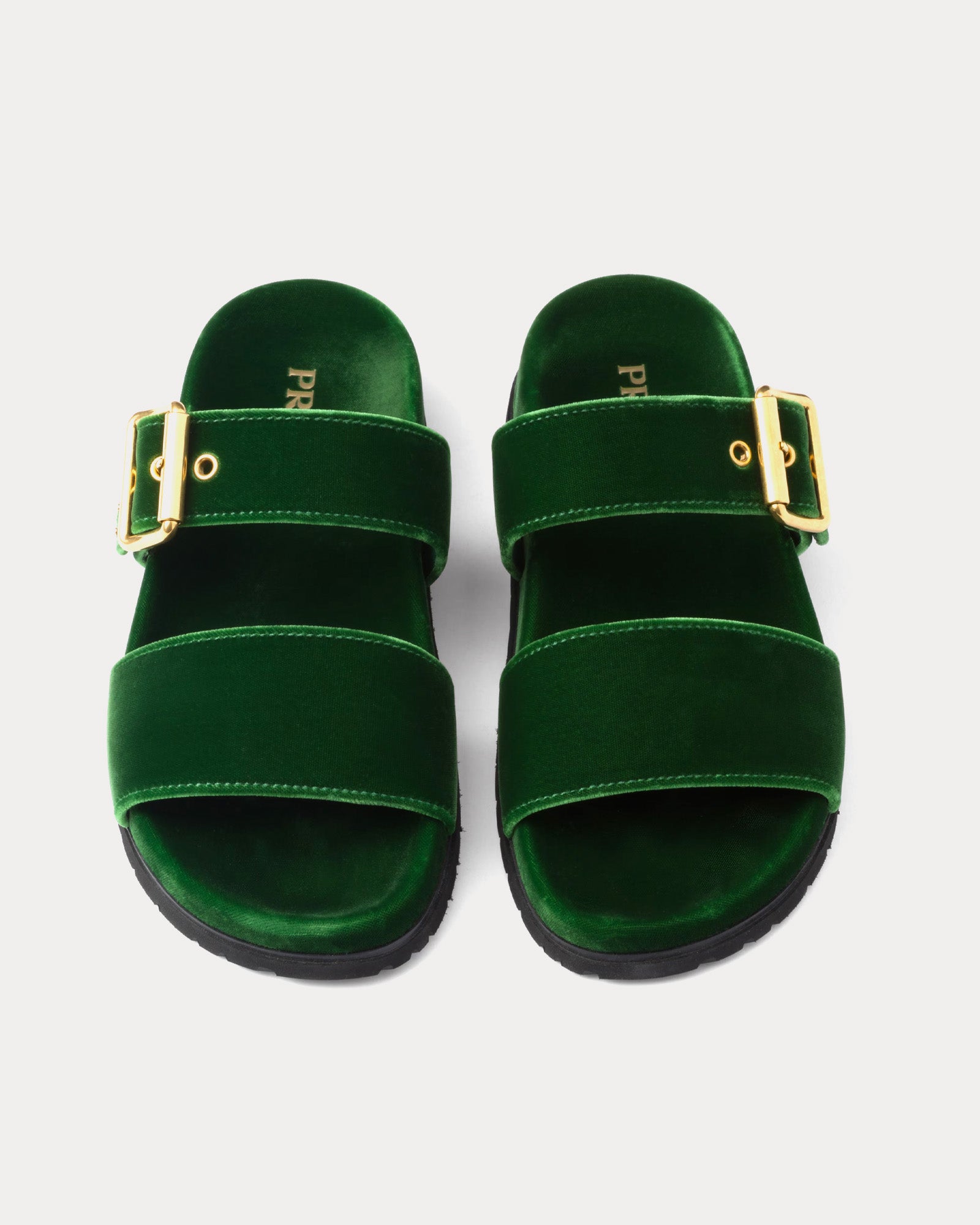 Prada Velvet Laurel Green Slides - 2