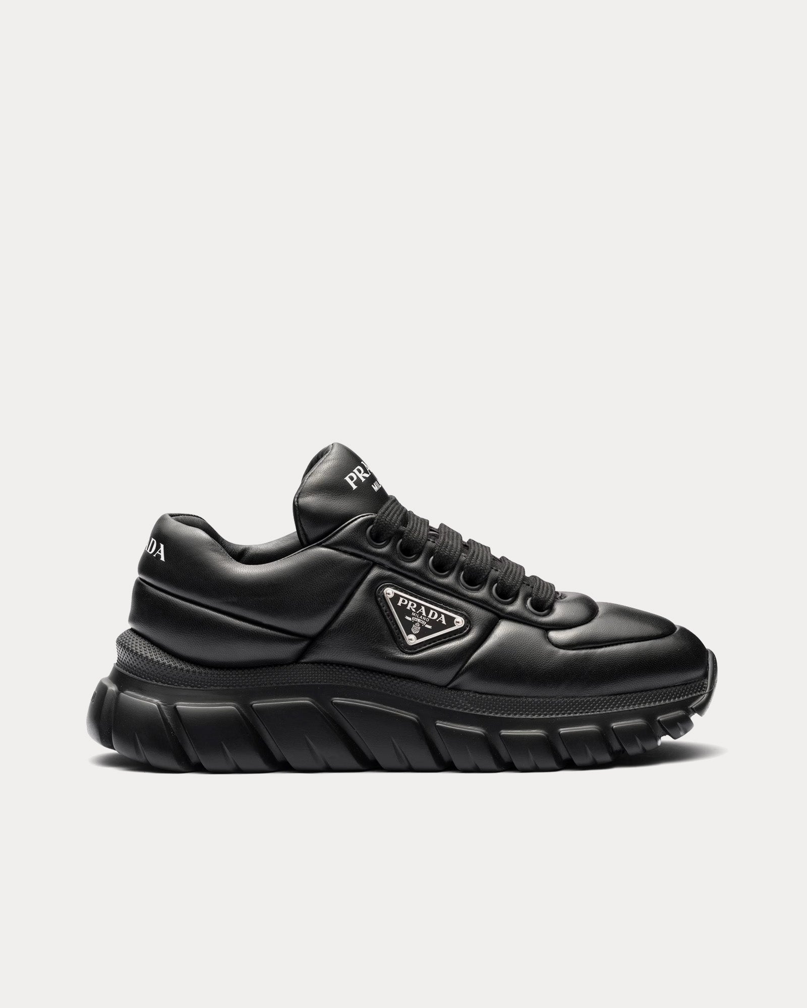 Prada Sporty Padded Nappa Leather Black Low Top Sneakers - 1