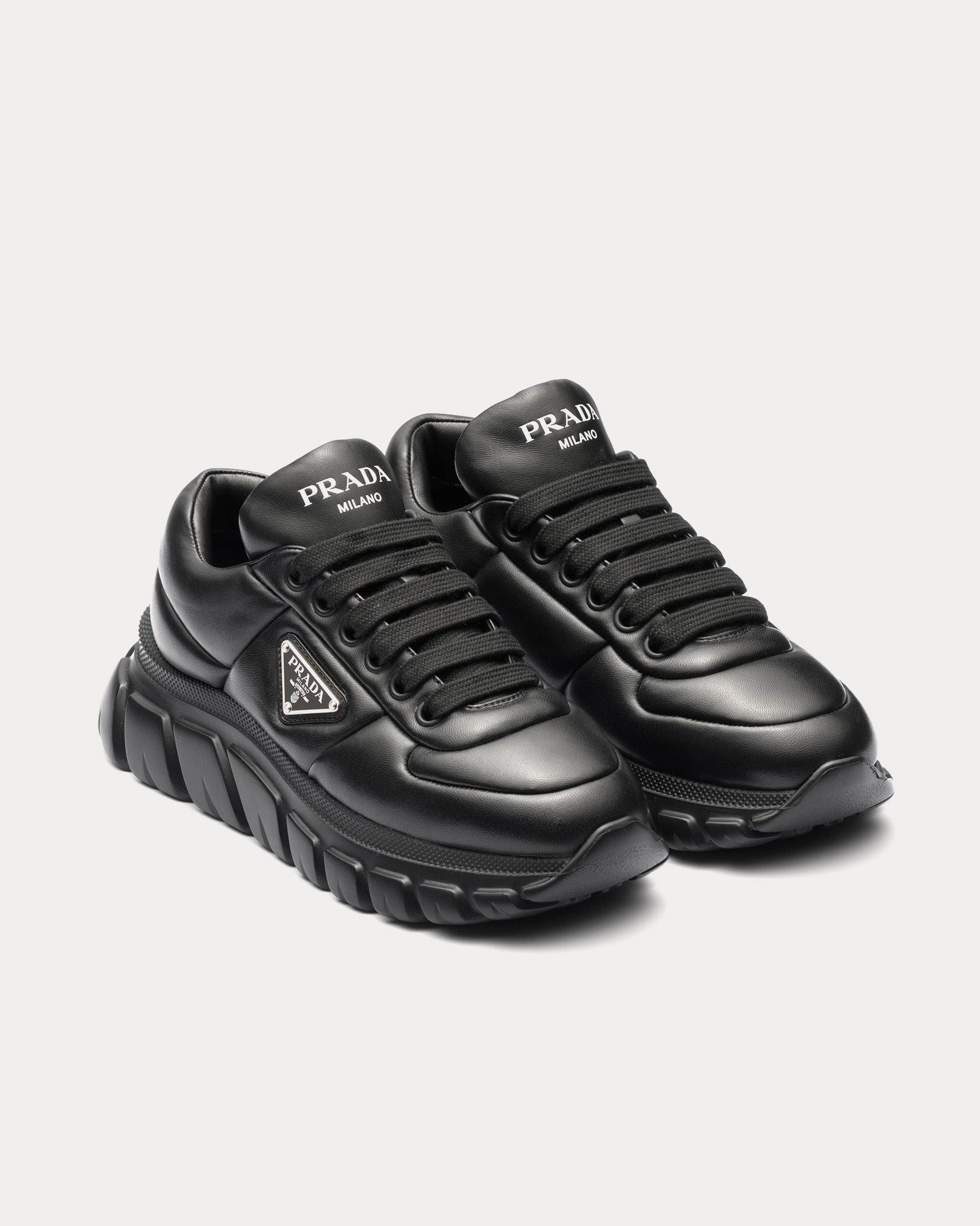 Prada Sporty Padded Nappa Leather Black Low Top Sneakers - 2