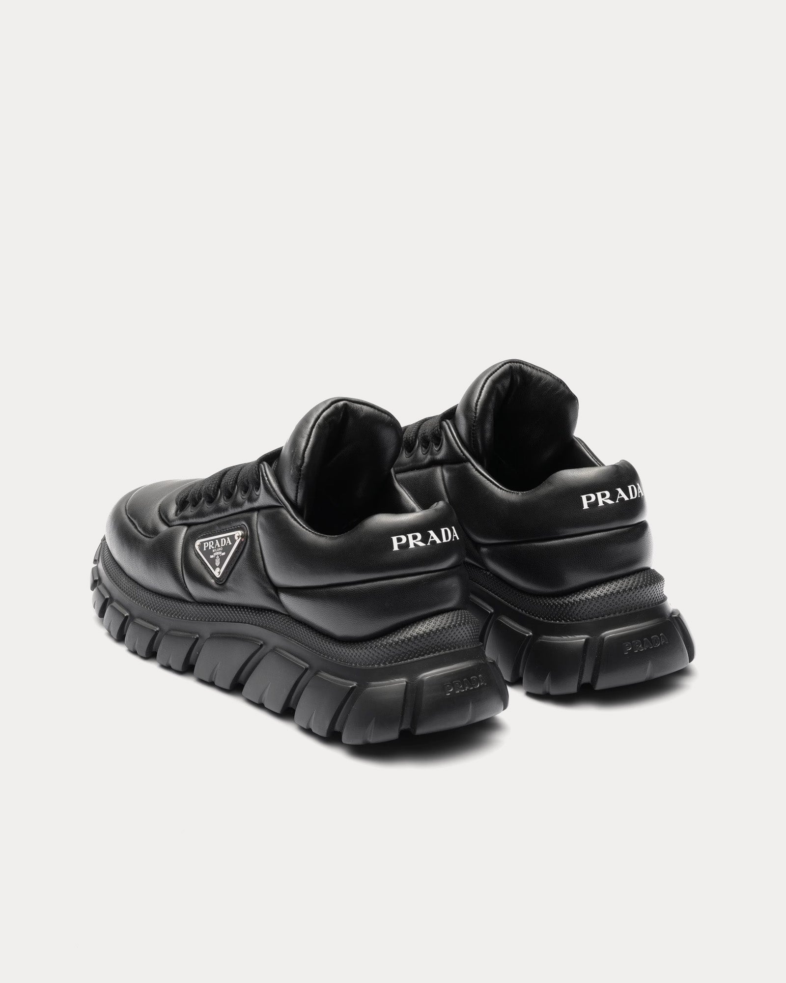 Prada Sporty Padded Nappa Leather Black Low Top Sneakers - 3