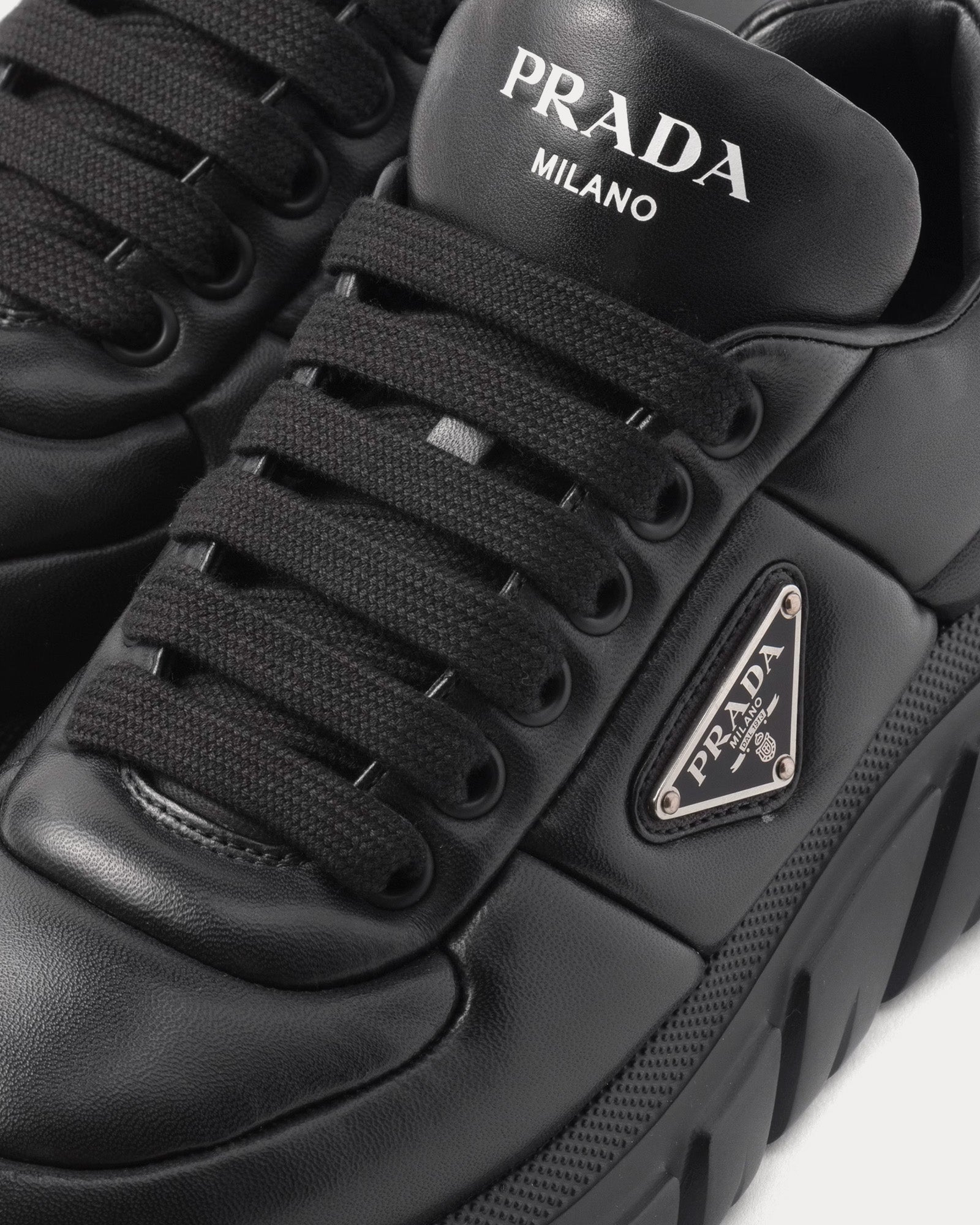 Prada Sporty Padded Nappa Leather Black Low Top Sneakers - 4