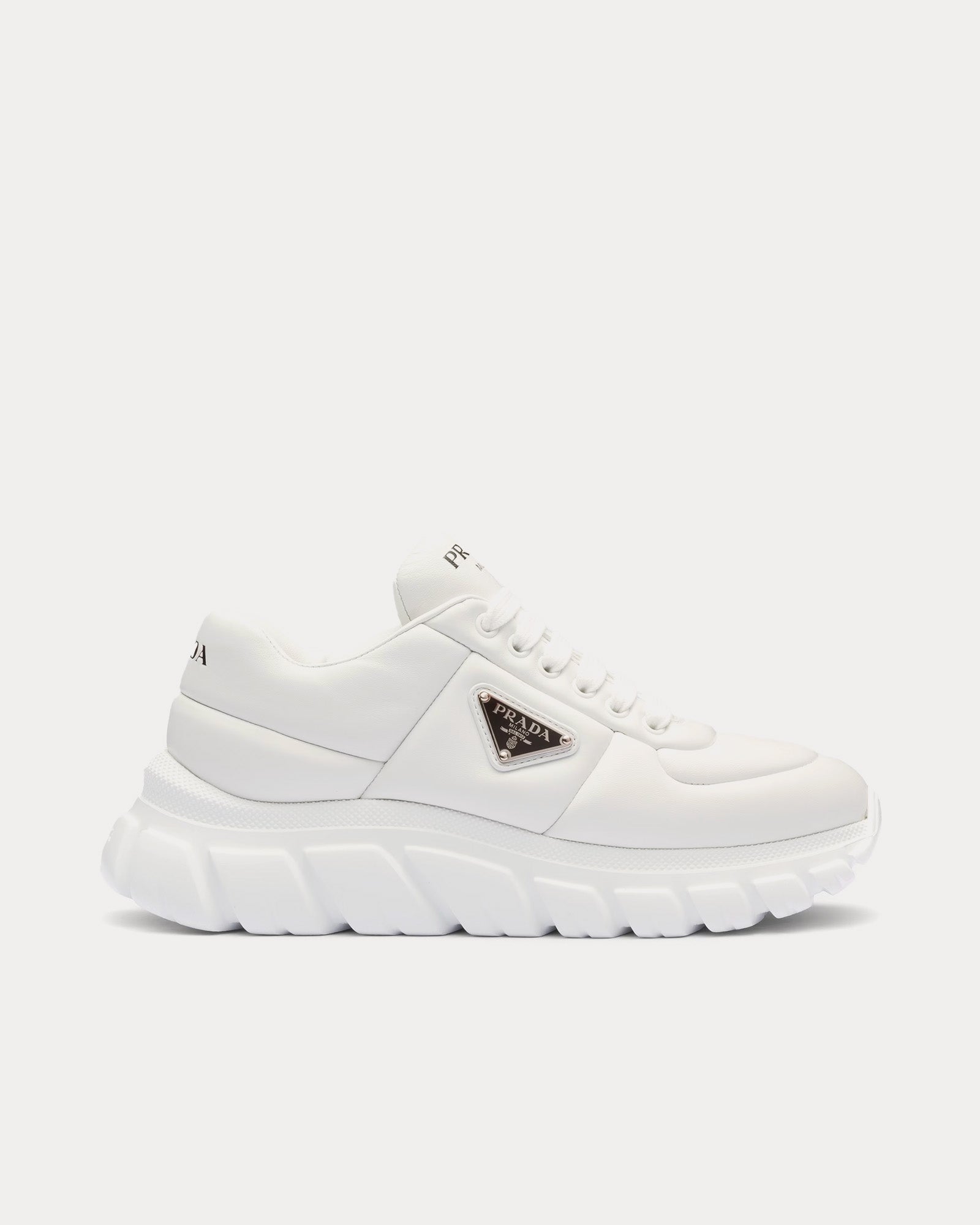 Prada Sporty Padded Nappa Leather White Low Top Sneakers - 1