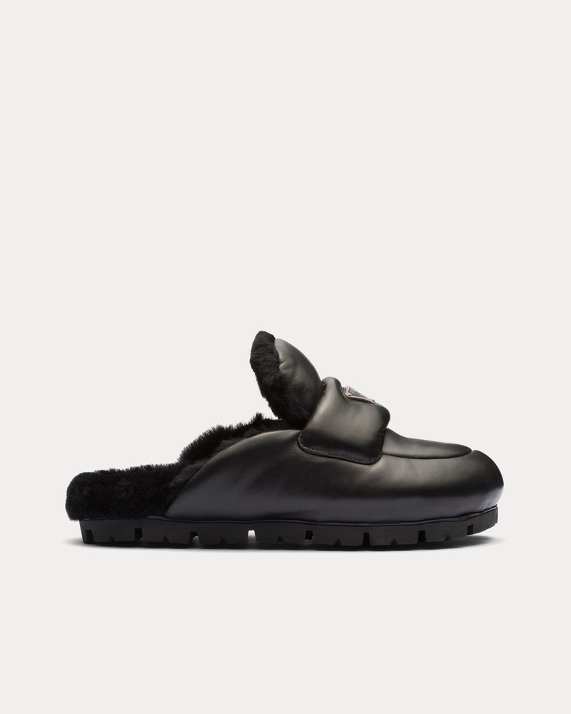 Prada Soft Padded Nappa Leather Black Mules - 1