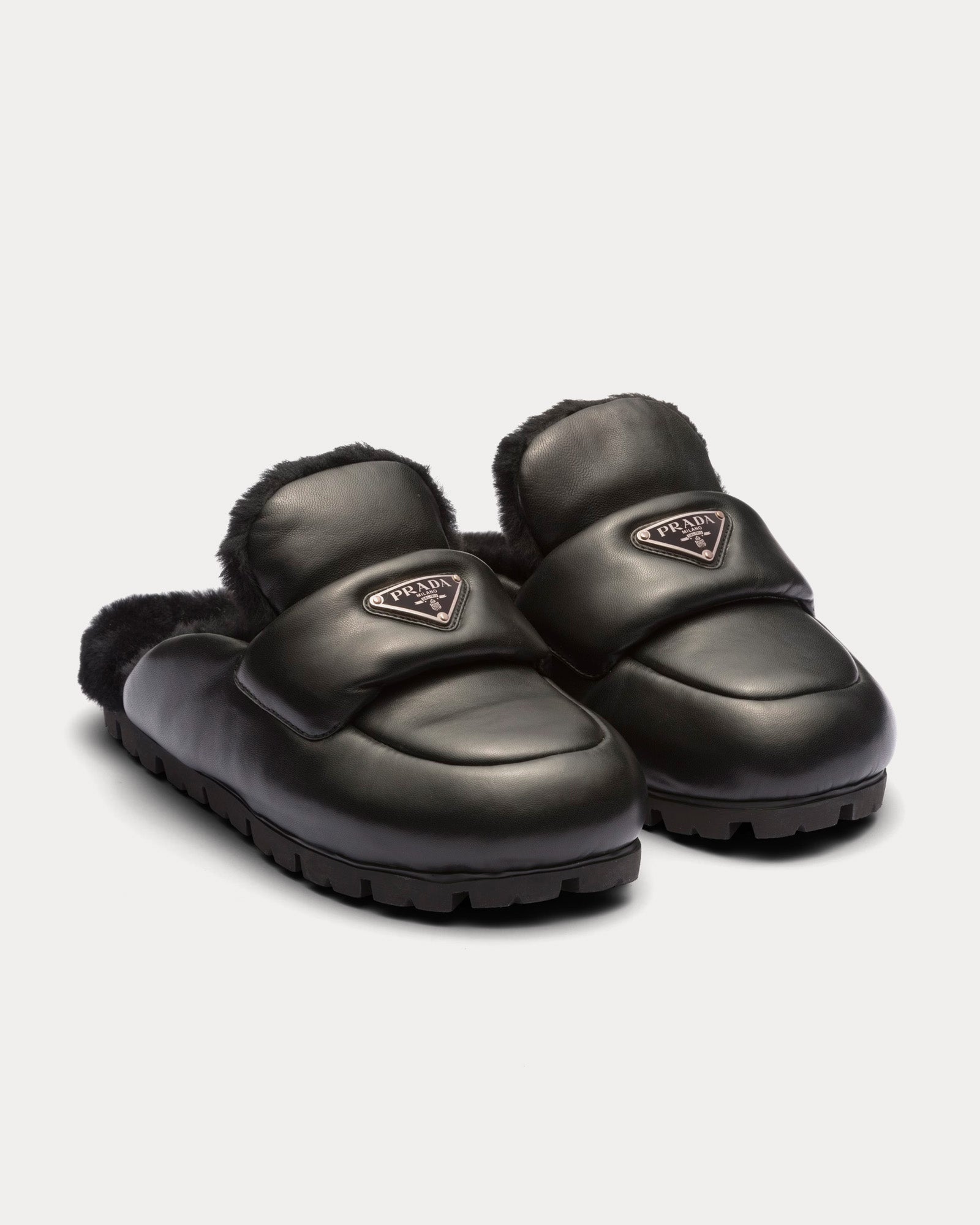 Prada Soft Padded Nappa Leather Black Mules - 2