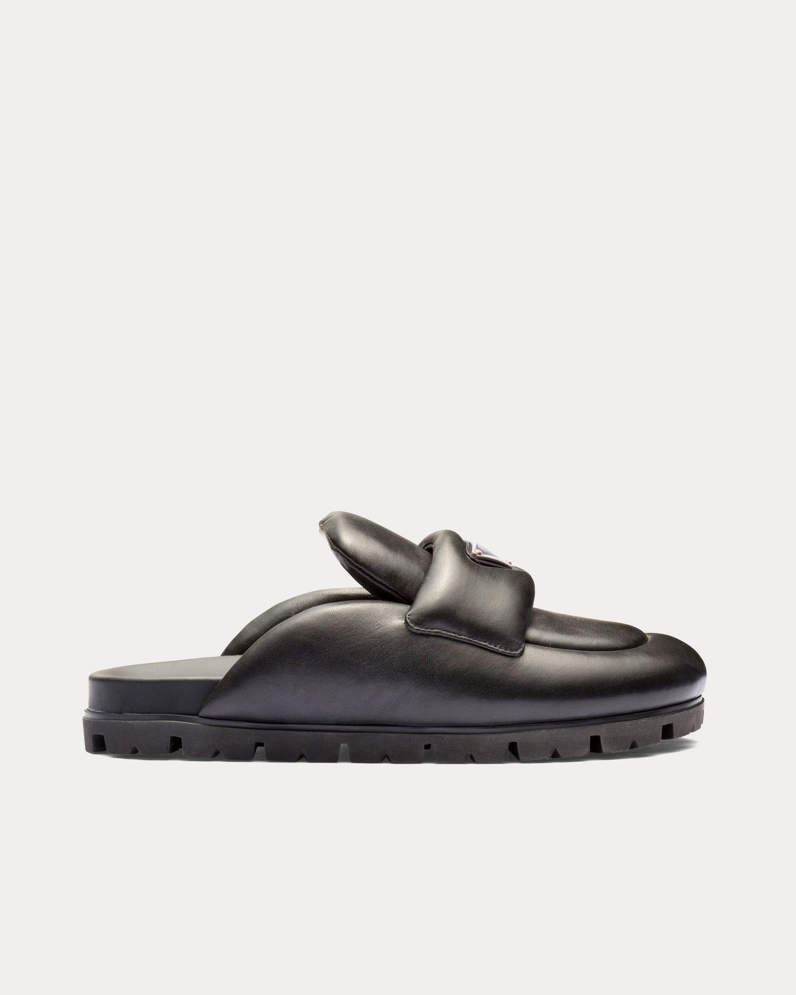 Prada Soft Padded Nappa Leather Black Sabots - 1