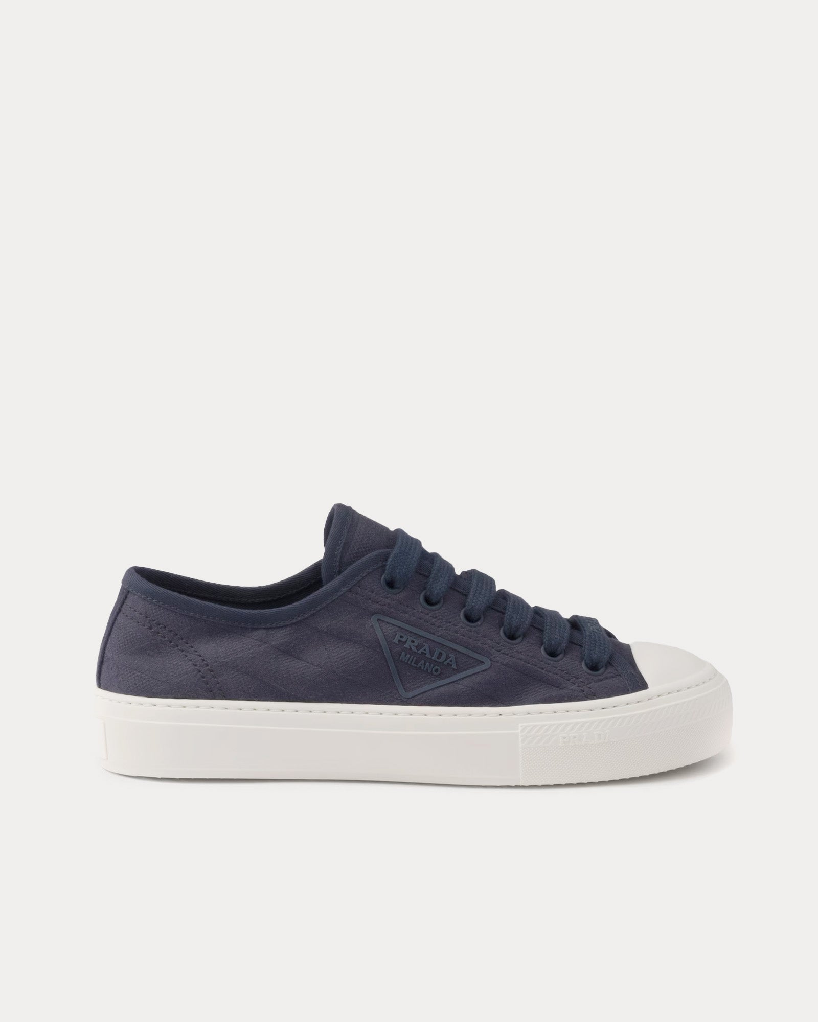 Prada Fabric Baltic Blue Low Top Sneakers - 1