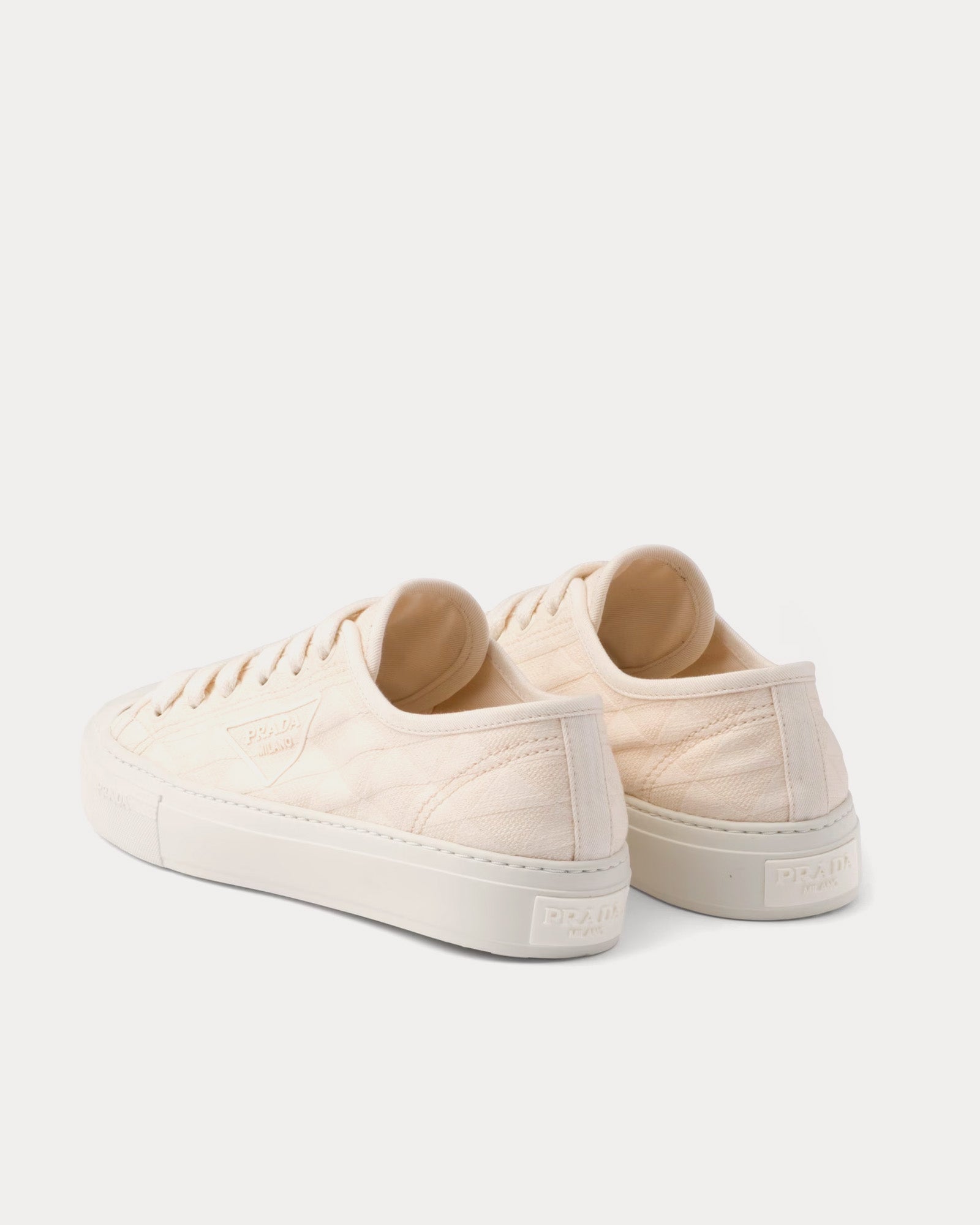 Prada Fabric Natural Low Top Sneakers - 3