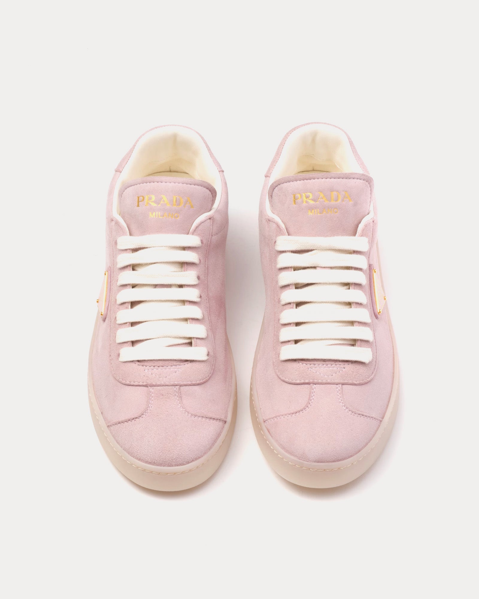 Prada Lane Suede Alabaster Pink Low Top Sneakers - 2