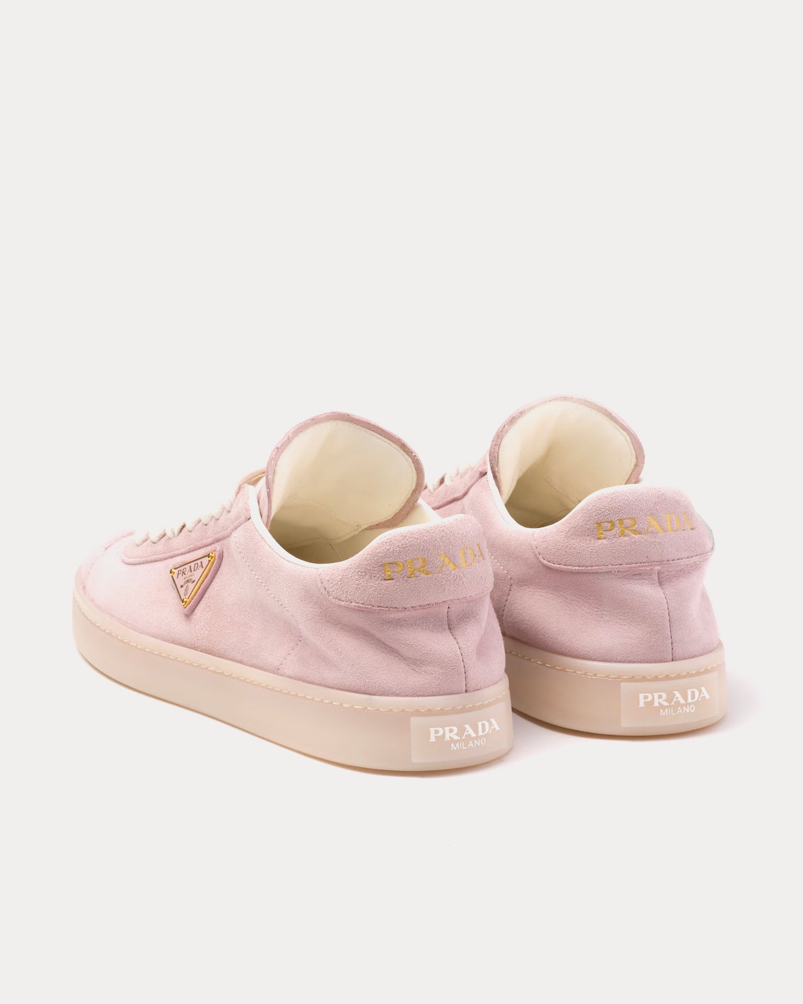 Prada Lane Suede Alabaster Pink Low Top Sneakers - 3