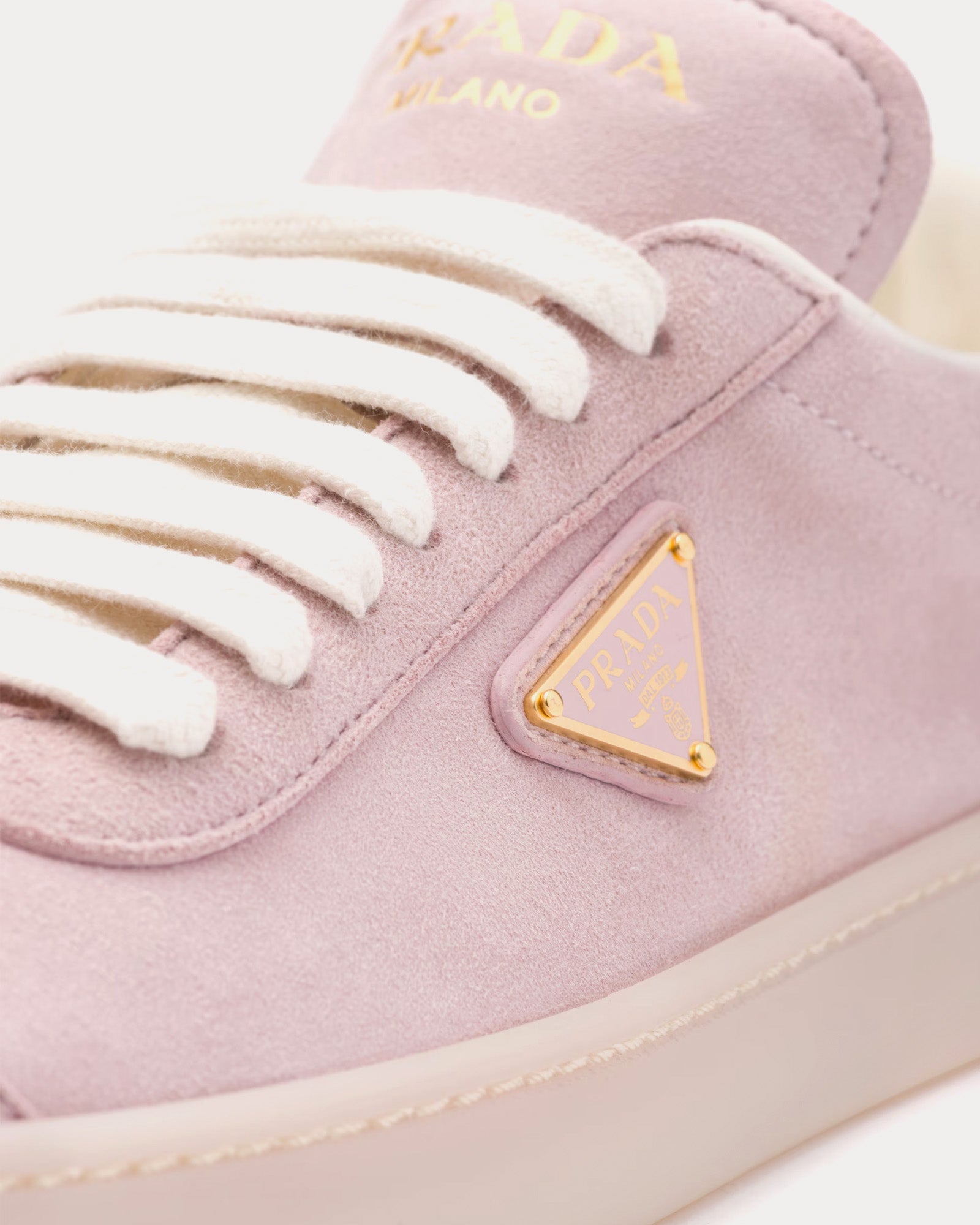 Prada Lane Suede Alabaster Pink Low Top Sneakers - 4