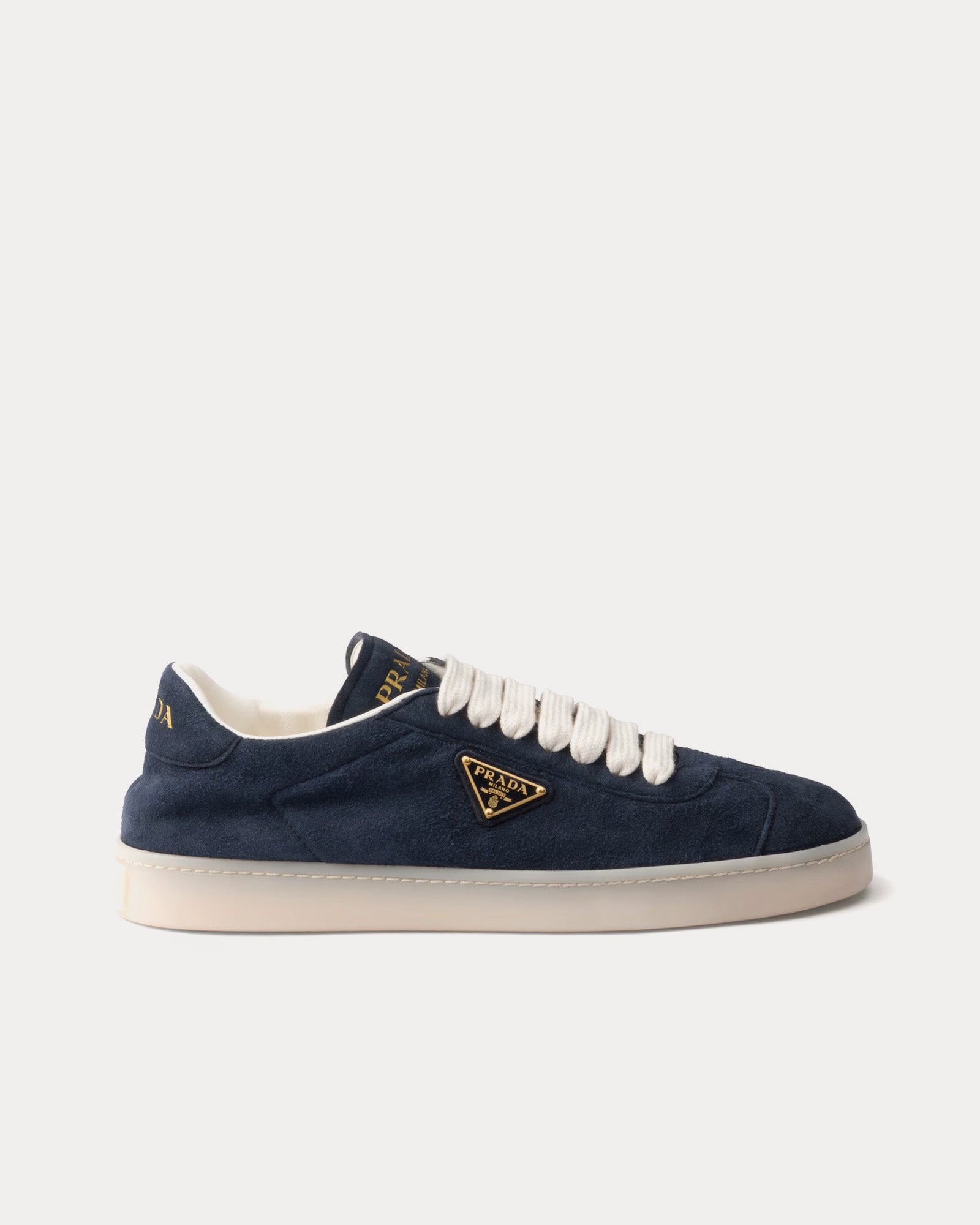 Prada Lane Suede Navy Low Top Sneakers - 1