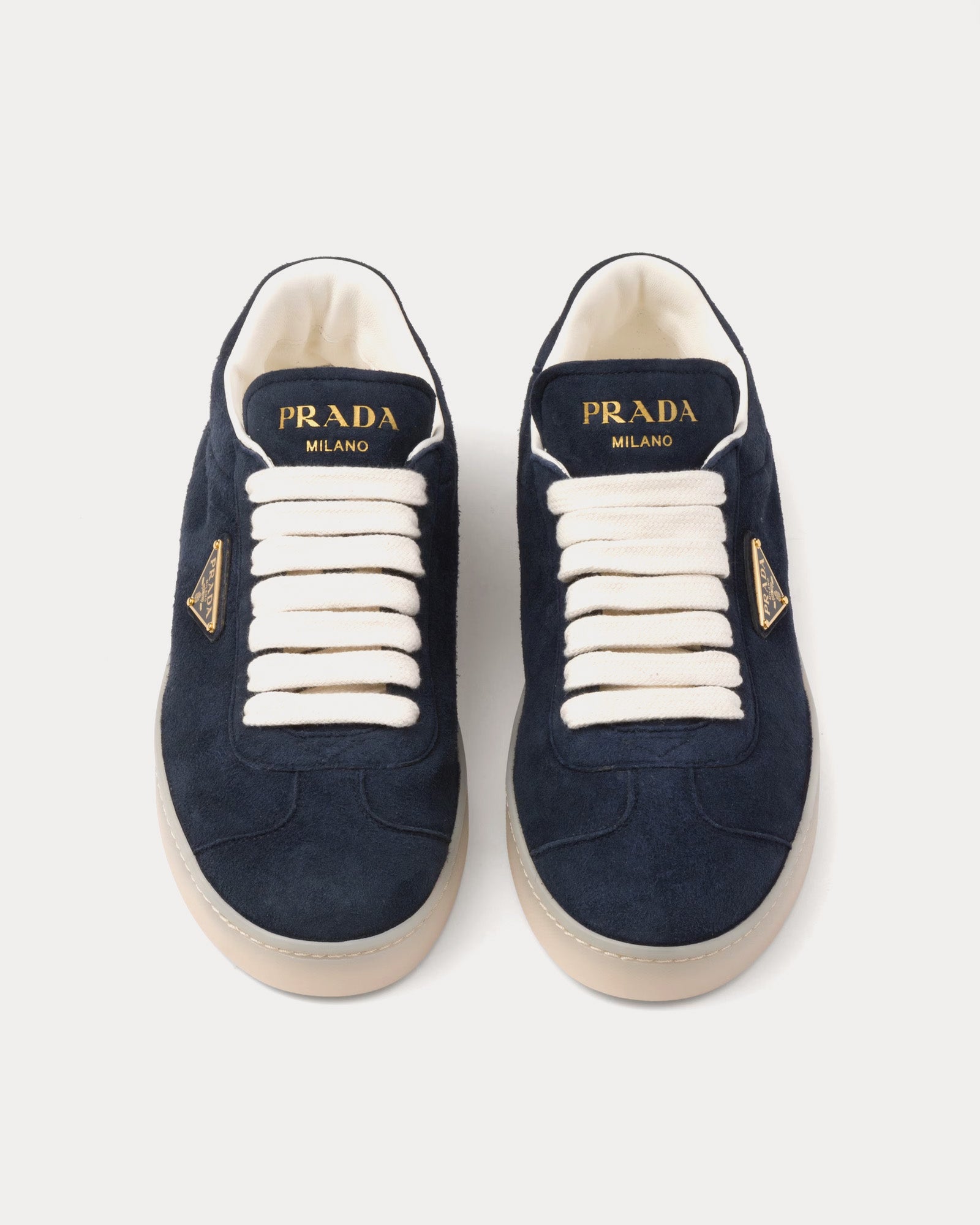 Prada Lane Suede Navy Low Top Sneakers - 2