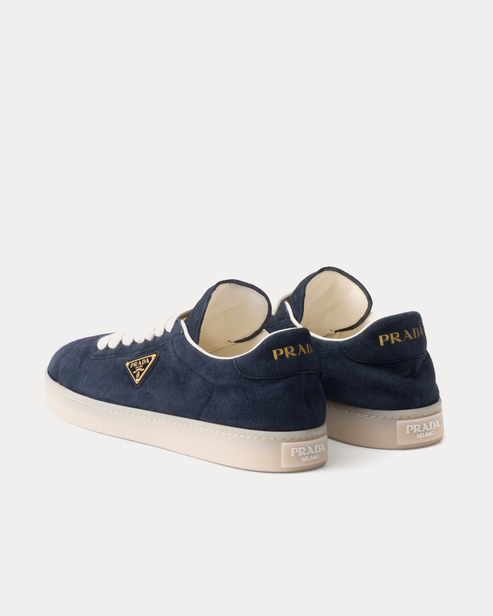 Prada Lane Suede Navy Low Top Sneakers - 3