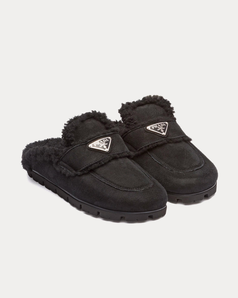 Prada Shearling Black Slippers - 2