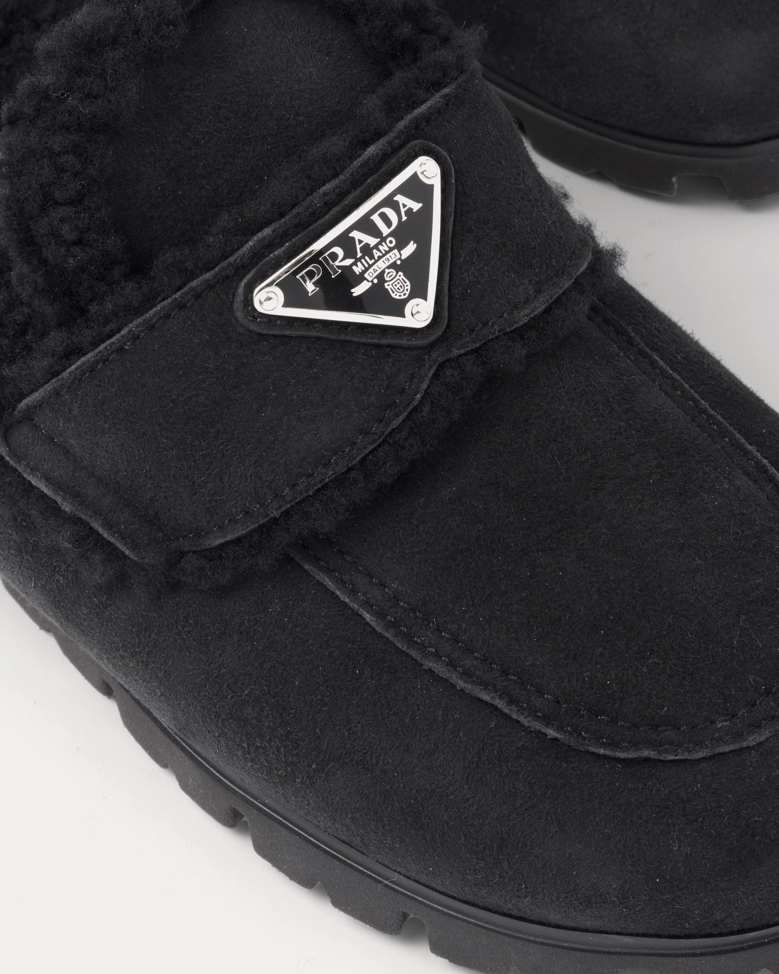 Prada Shearling Black Slippers - 3