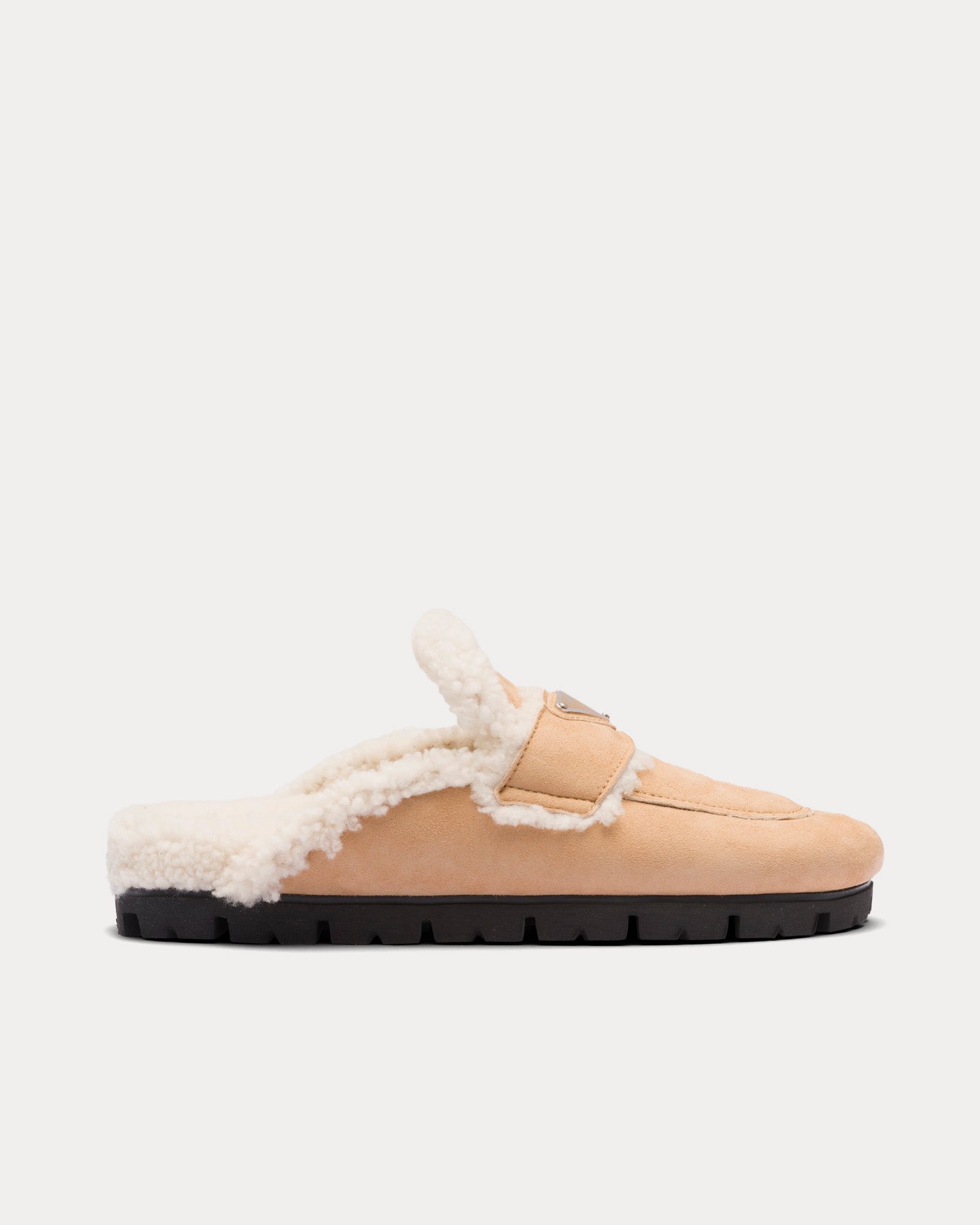 Prada Shearling Ecru Slippers - 1