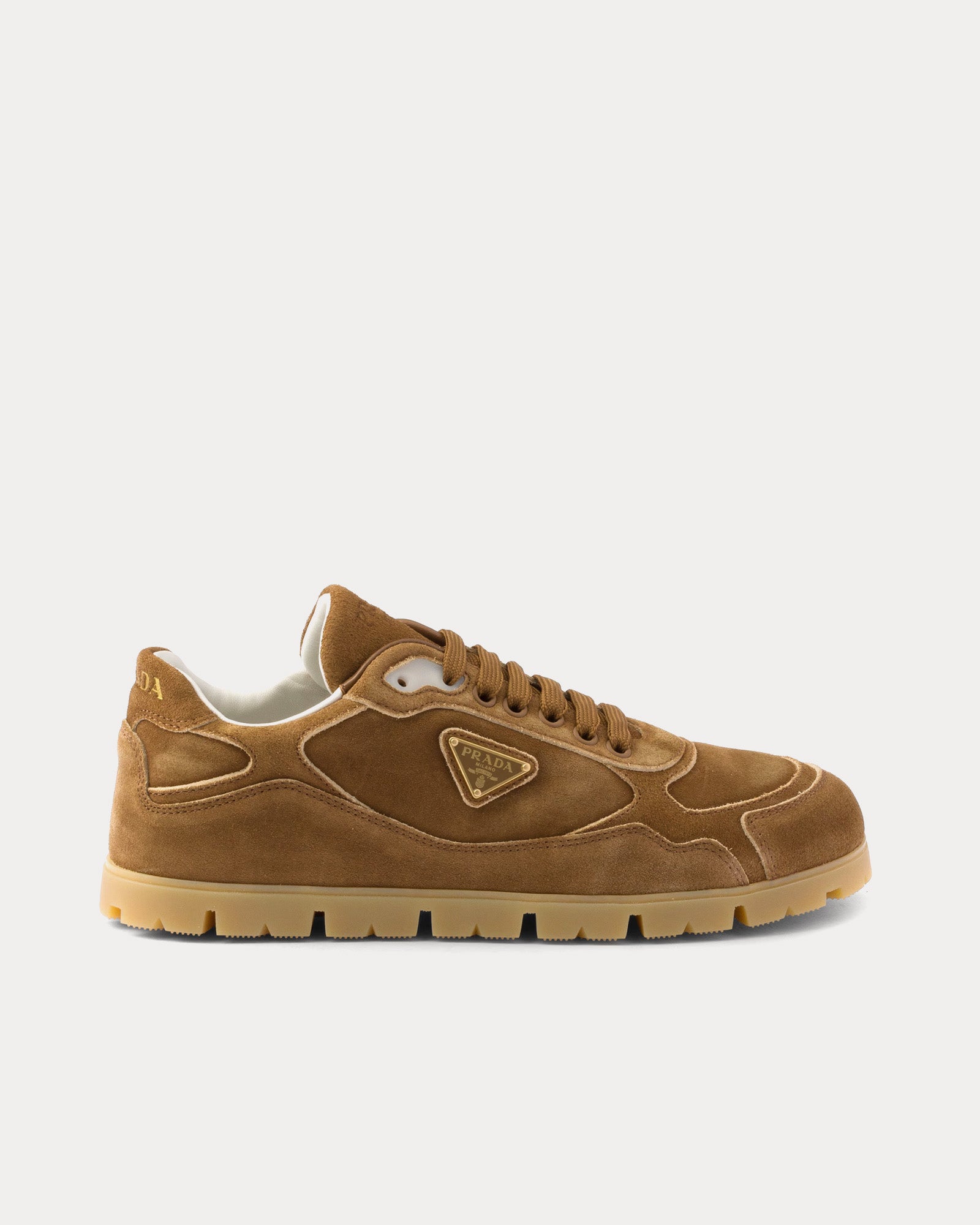 Prada Trail Faded Suede Cinnamon Low Top Sneakers - 1