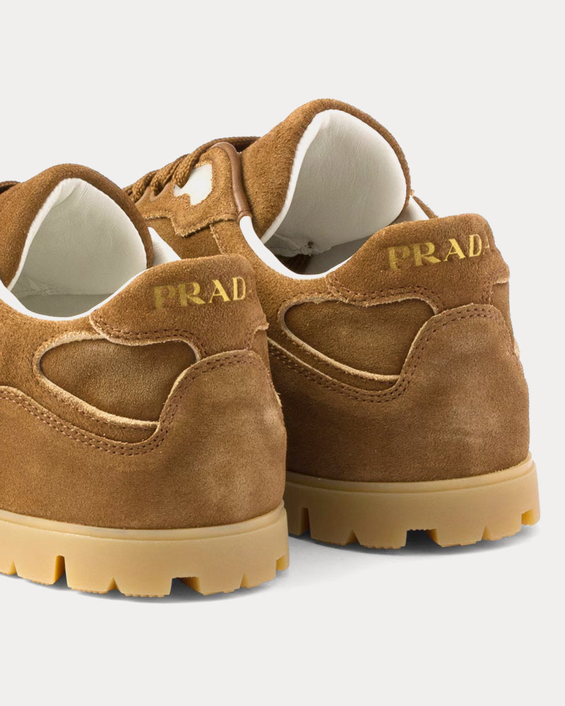 Prada Trail Faded Suede Cinnamon Low Top Sneakers - 3