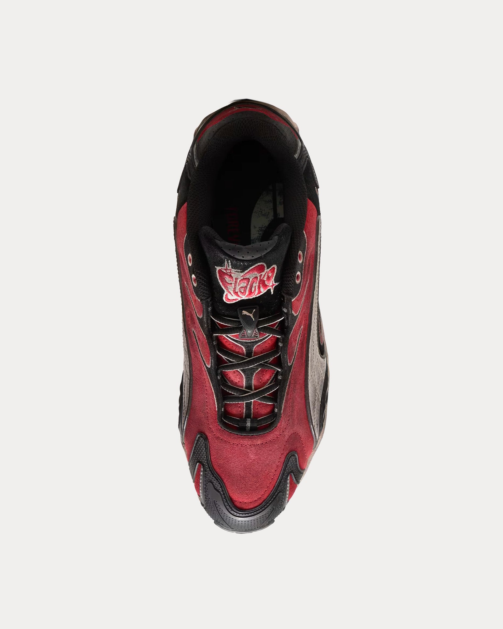 Puma x A$AP Rocky Inhale Distressed Canvas Puma Black / Pop Red Low Top Sneakers - 2