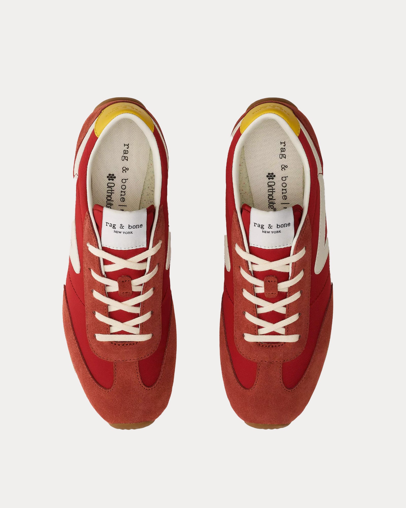 Rag & Bone Retro Runner Slim Suede Larva Red Low Top Sneakers - 2