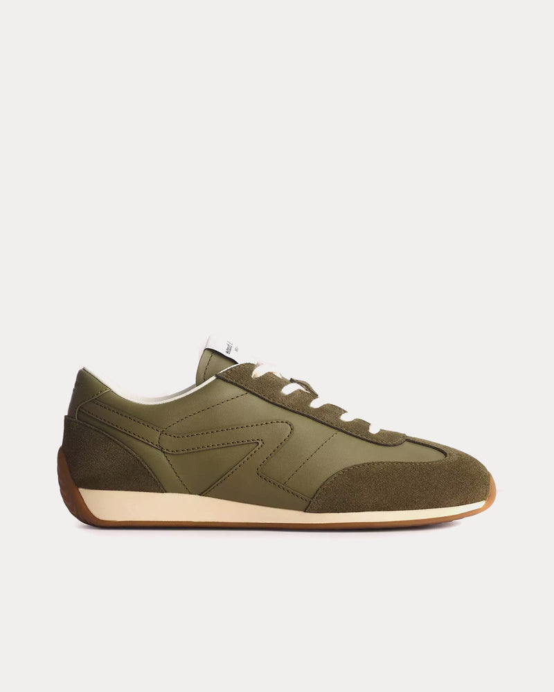 Rag & Bone Retro Runner Slim Suede Martini Olive Low Top Sneakers - 1