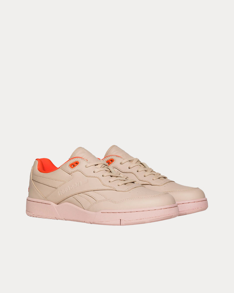 Reebok LTD BB4000 II Faux-Leather Beige / Orange Low Top Sneakers - 2