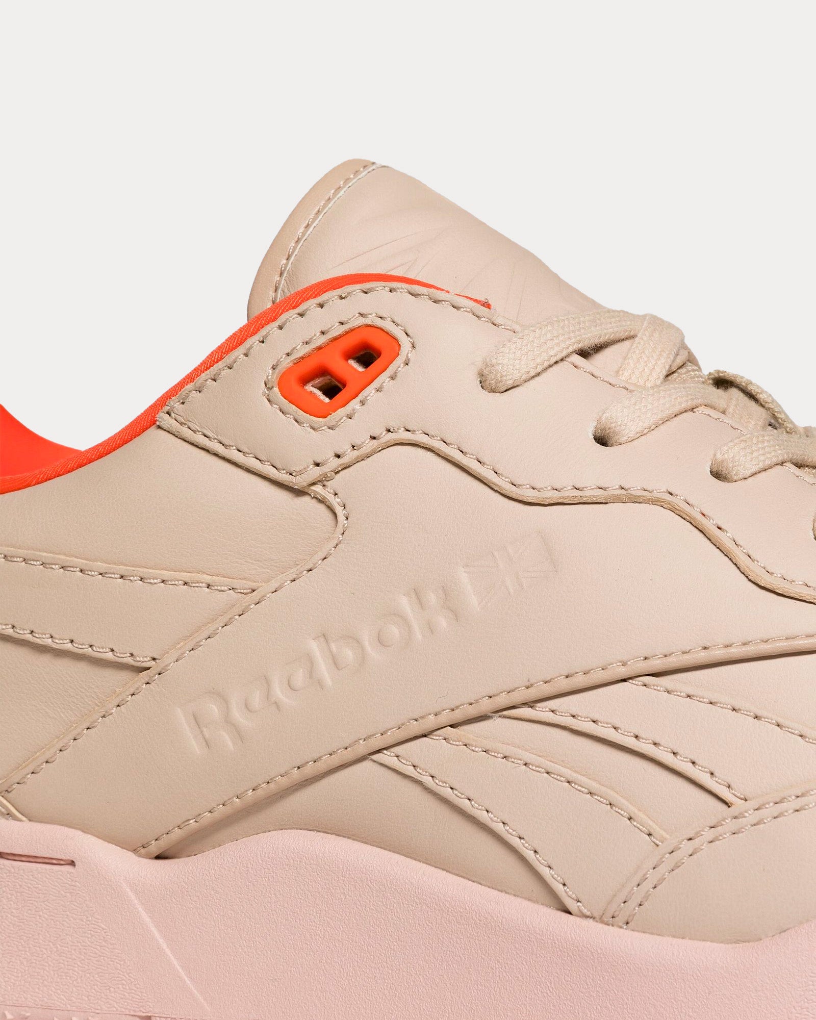 Reebok LTD BB4000 II Faux-Leather Beige / Orange Low Top Sneakers - 4