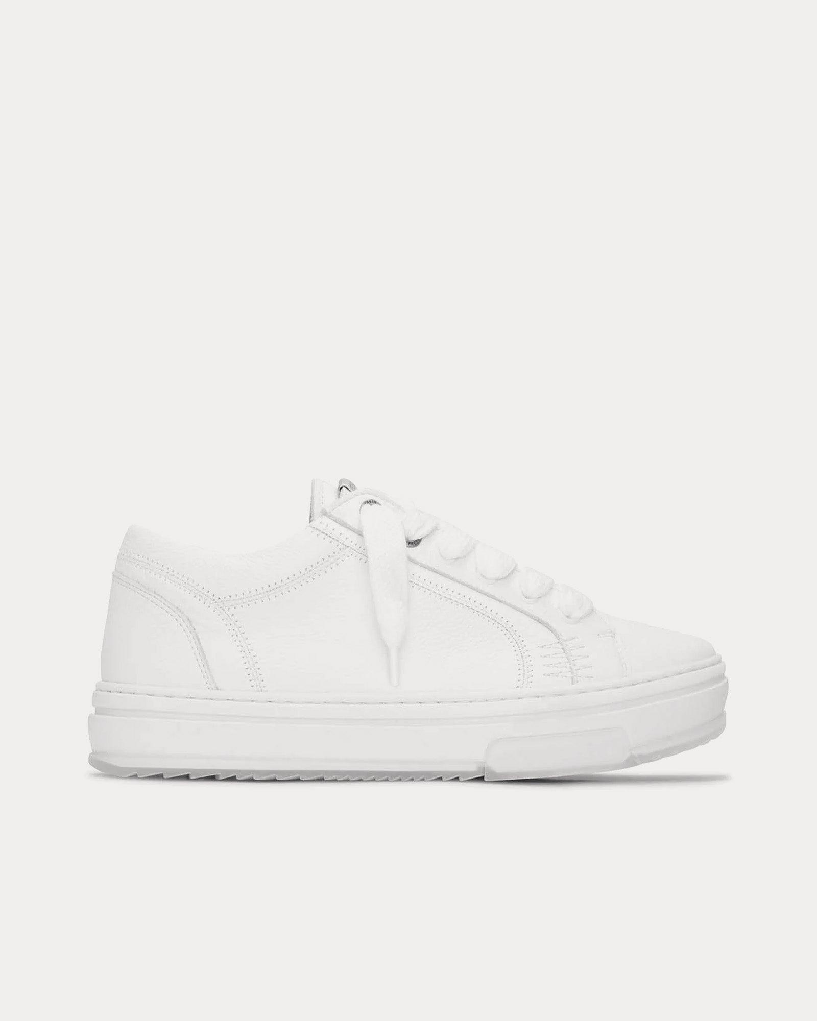 Represent HTN Low Tumbled Leather Flat White Low Top Sneakers - 1