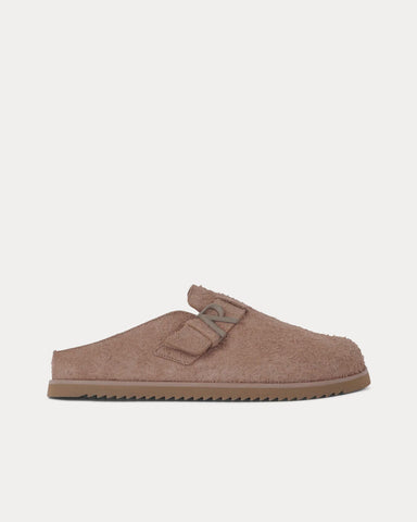 Represent Initial Hairy Suede Brown Mules