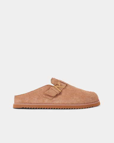 Represent Initial Hairy Suede Tan Mules