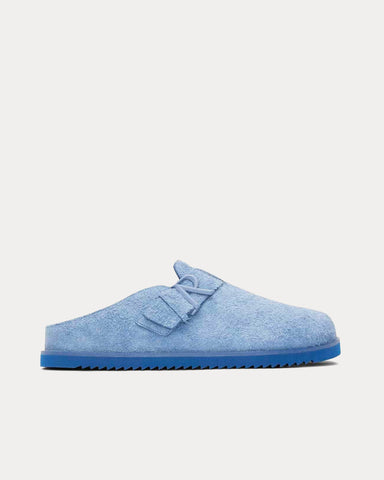 Represent Initial Suede Sky Blue Mules