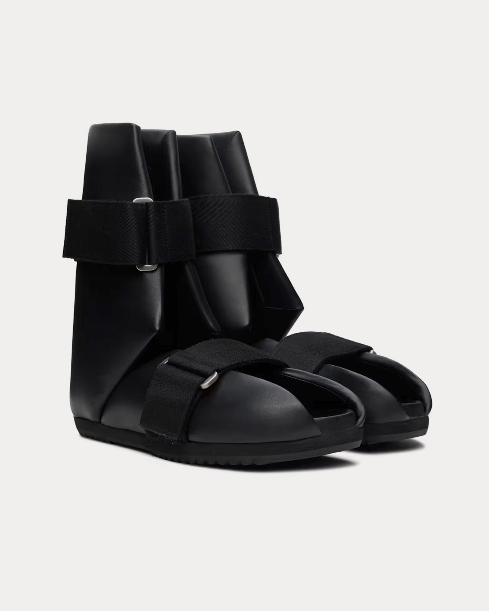 Rick Owens Splint Leather Black High Top Sandals - 2