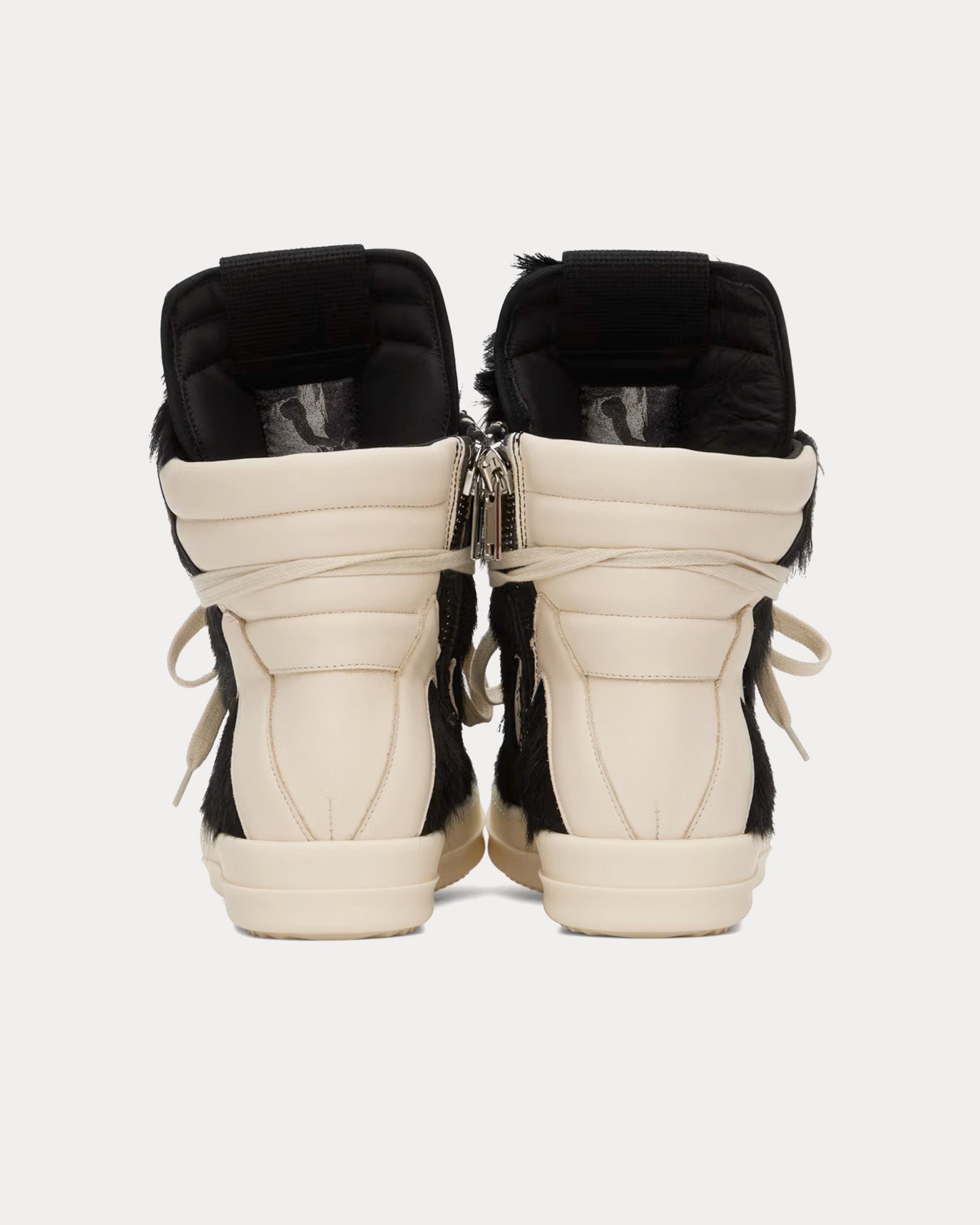 Rick Owens Geobasket Hair On Leather Black / Milk / Milk Low Top Sneakers - 3