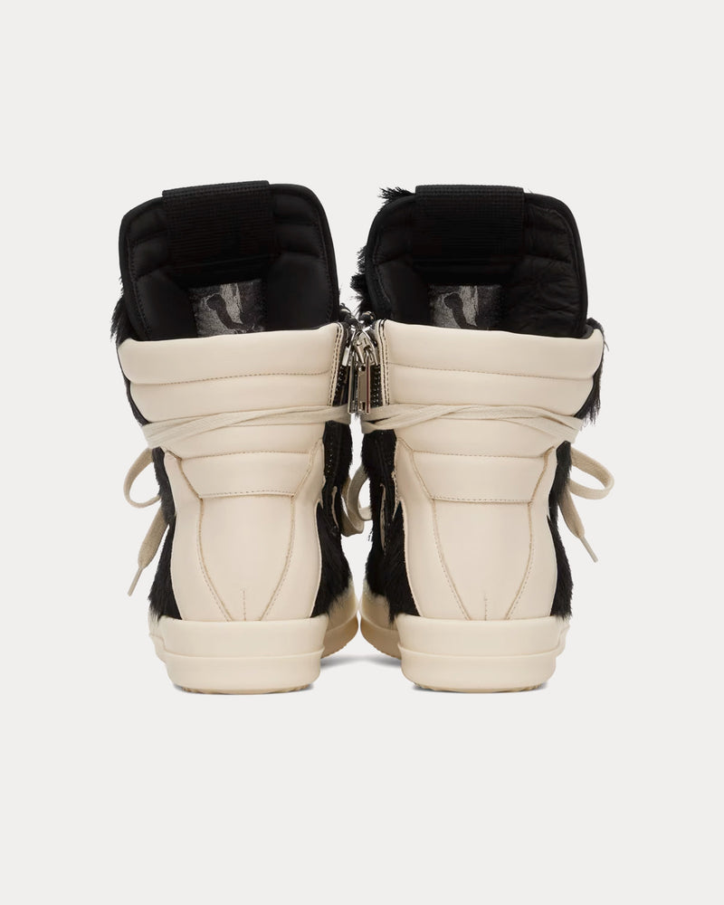 Rick Owens Geobasket Hair On Leather Black / Milk / Milk Low Top Sneakers - 3