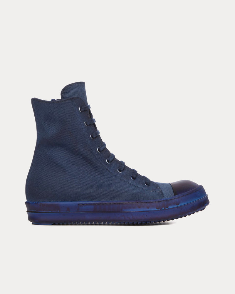 Rick Owens DRKSHDW Denim Indigo High Top Sneakers - 1