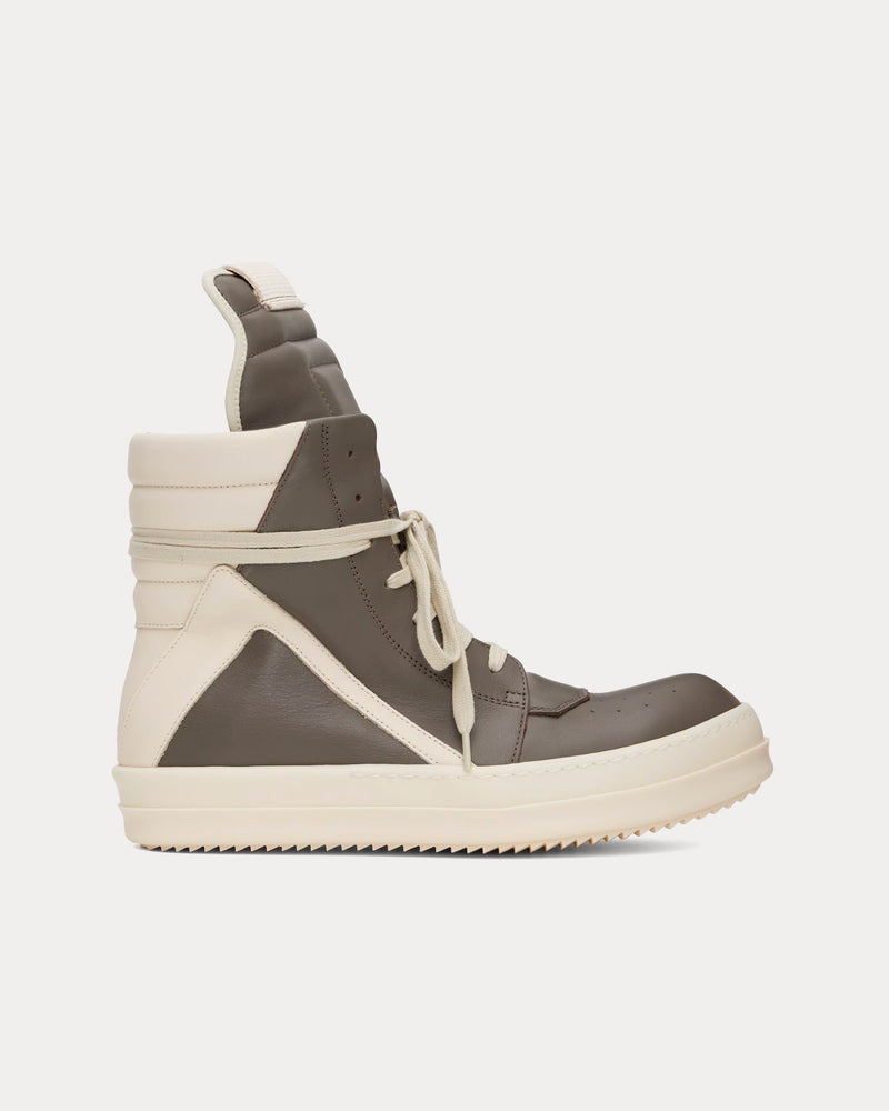 Rick Owens Hollywood Geobasket Leather Dust / Milk / Milk High Top Sneakers - 1