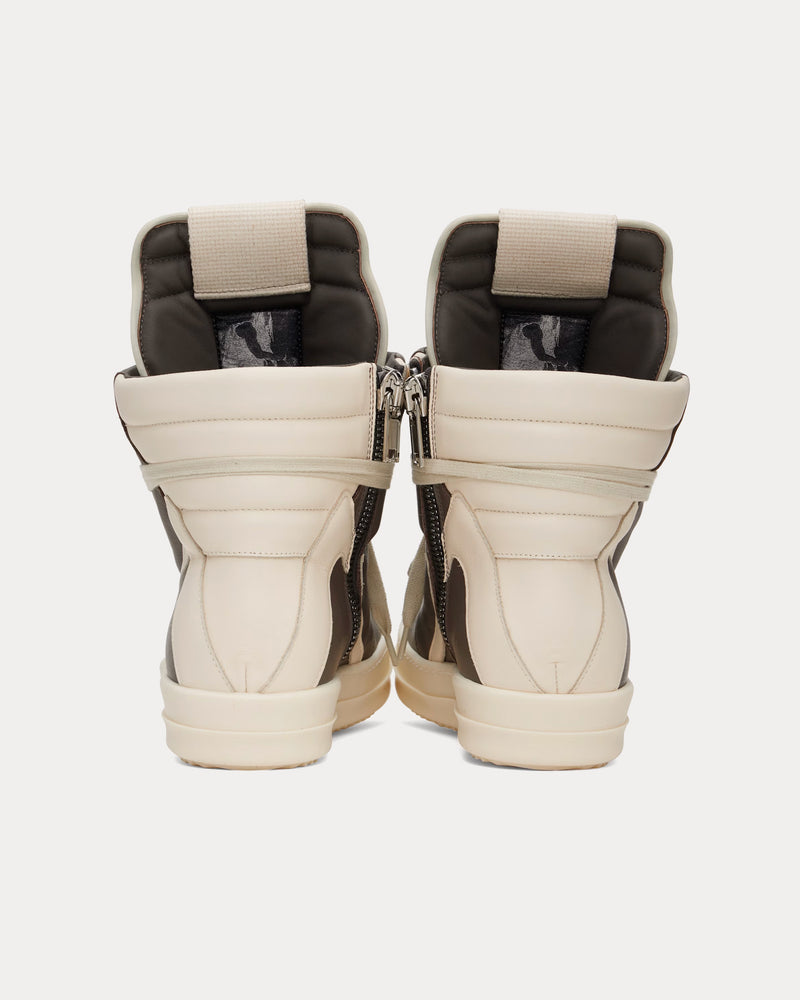 Rick Owens Hollywood Geobasket Leather Dust / Milk / Milk High Top Sneakers - 3