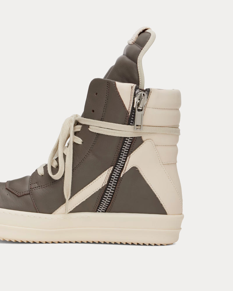 Rick Owens Hollywood Geobasket Leather Dust / Milk / Milk High Top Sneakers - 4