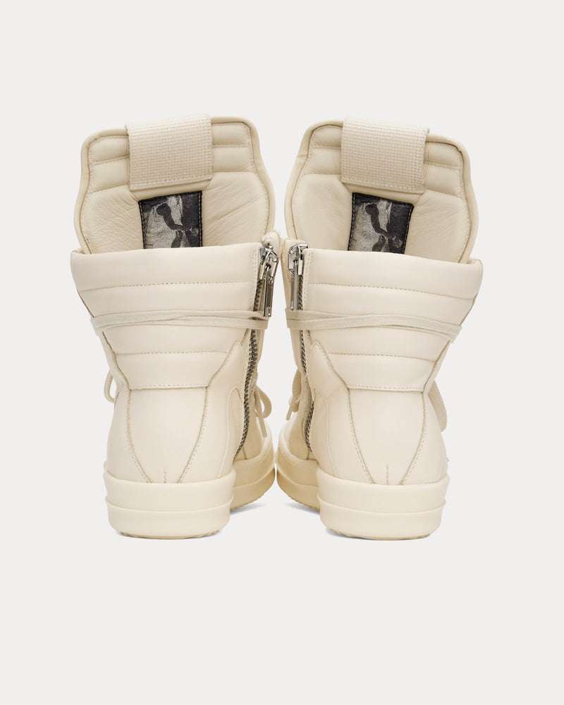 Rick Owens Hollywood Geobasket Leather Milk / Milk / Milk High Top Sneakers - 3