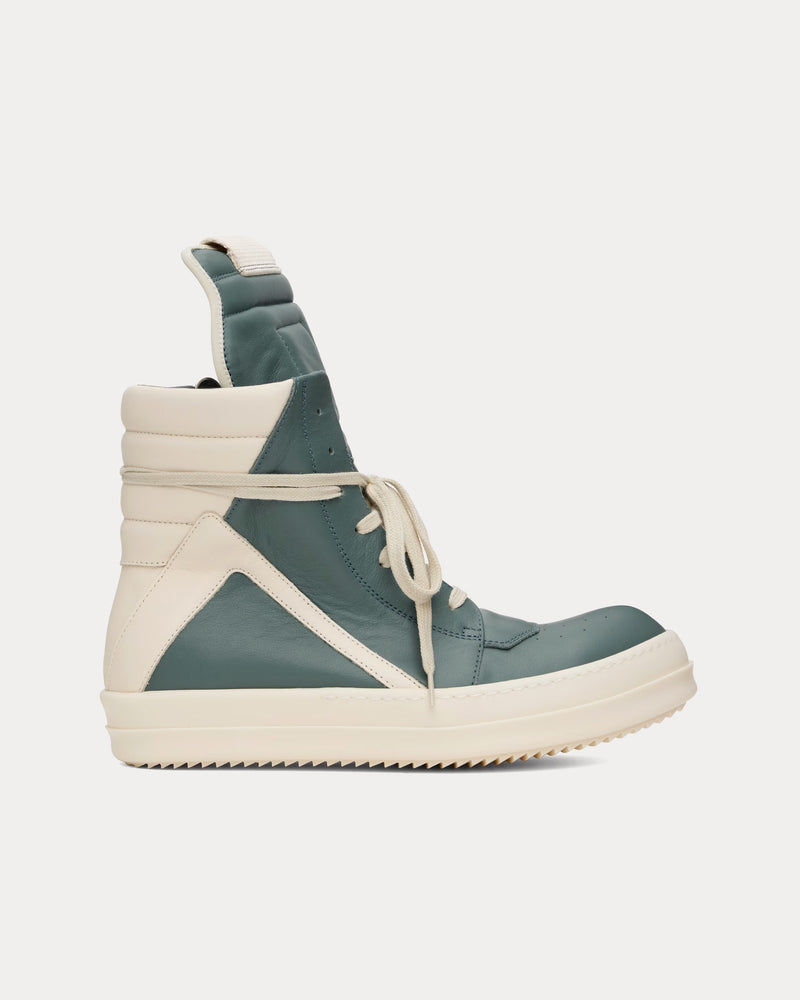 Rick Owens Hollywood Geobasket Leather Mouthwash / Milk / Milk High Top Sneakers - 1