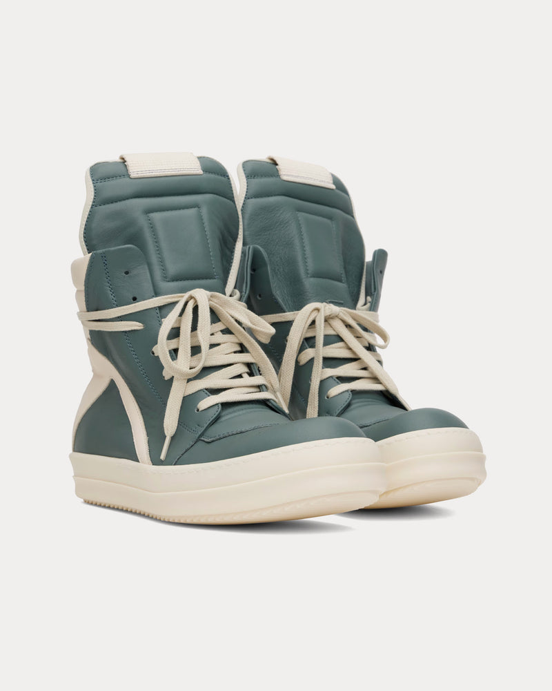 Rick Owens Hollywood Geobasket Leather Mouthwash / Milk / Milk High Top Sneakers - 2