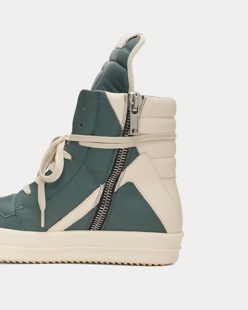 Rick Owens Hollywood Geobasket Leather Mouthwash / Milk / Milk High Top Sneakers - 4