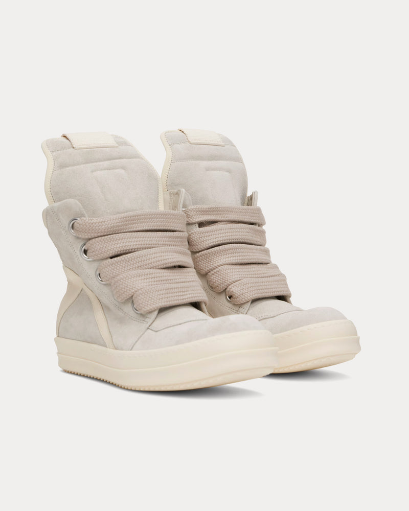 Rick Owens Hollywood Geobasket Jumbolace Leather Dinge / Milk / Milk High Top Sneakers - 2