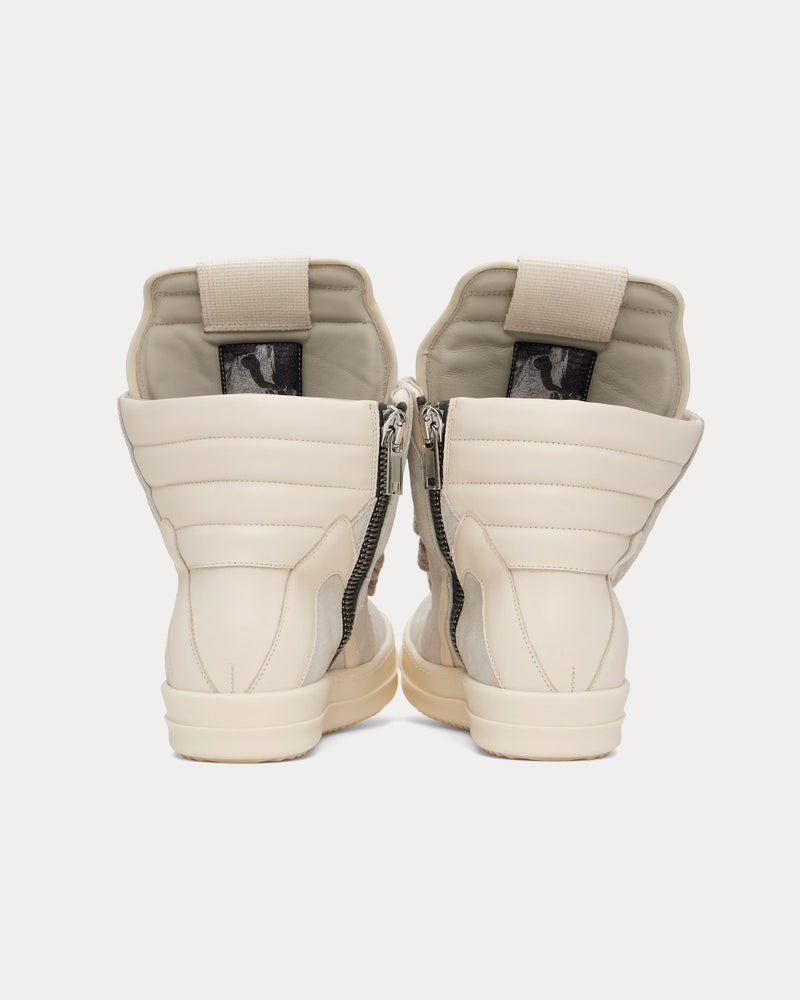 Rick Owens Hollywood Geobasket Jumbolace Leather Dinge / Milk / Milk High Top Sneakers - 3